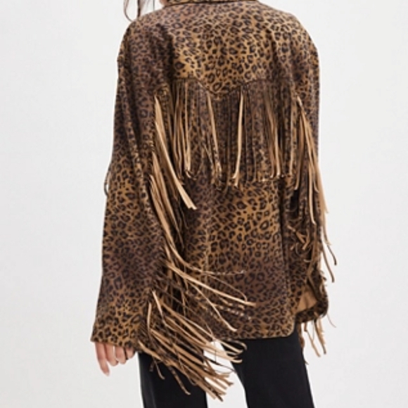 Free People Animal Print Fringe Jacket - Brown and Black. New Without Tag - Picture 2 of 7